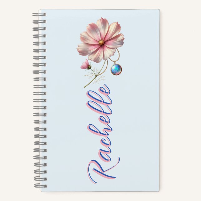 October Bloom & Gemstone Muse – Personalized Birth Notizbuch (Vorderseite)