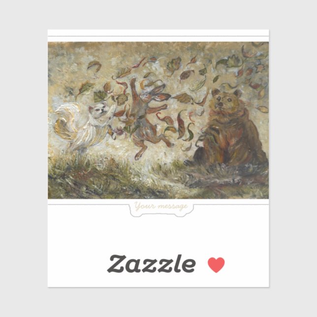 October Fun Whimsical Autumn Forest Animals  Aufkleber (Blatt)