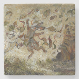 October Fun Whimsical Autumn Forest Animals  Steinuntersetzer