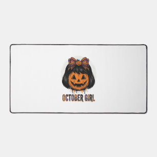 October Mädchen Kürbis Bogen Halloween Vektor Desi Schreibtischunterlage