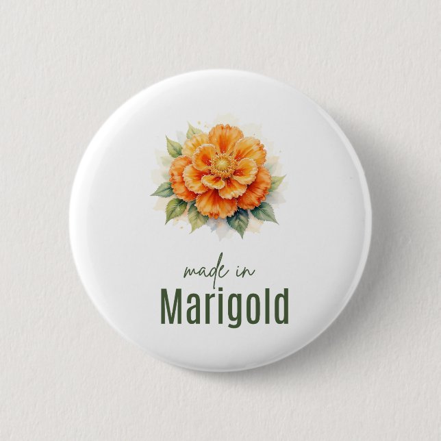 October Ringelblume Geburtstagsblume Flache Dankes Button (Vorderseite)