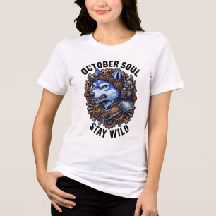October Soul Stay Wild Wolf T-Shirt Tri-Blend Shirt