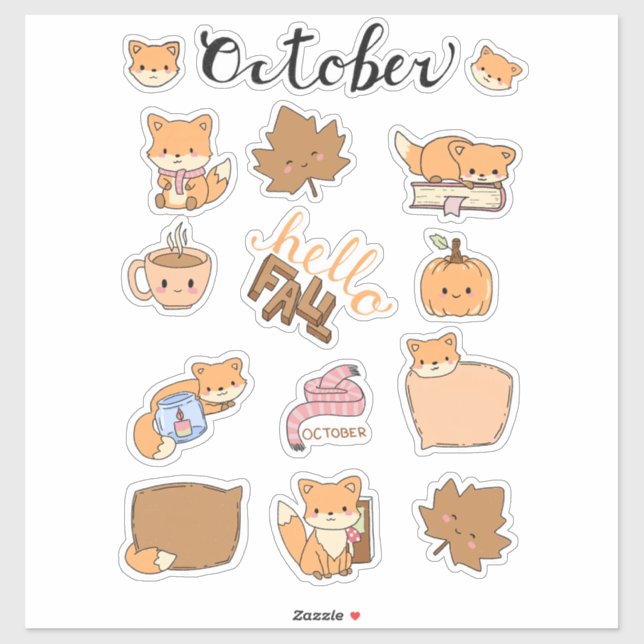 October Sticker Sheet - Forest Foxes & Fall Magic (Feuille)