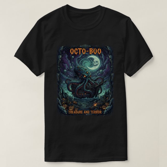 OctoBoo T - Shirt Spooky Kraken Halloween (Design vorne)
