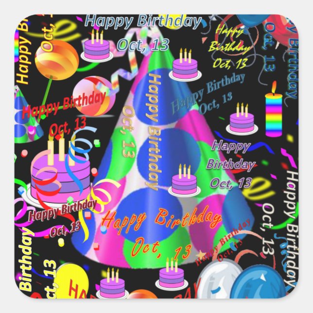 Octobre, 13 Stickers Anniversaires de enfants (Devant)