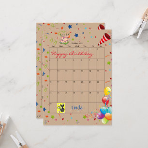 Octobre 2022 Calendrier Bonne Invitation Anniversa