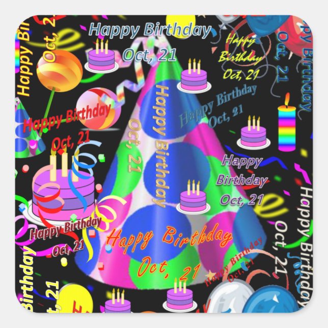 Octobre, 21 Stickers Anniversaires de enfants (Devant)