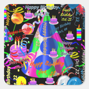 Octobre, 22 Stickers Anniversaires de enfants