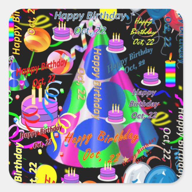 Octobre, 22 Stickers Anniversaires de enfants (Devant)