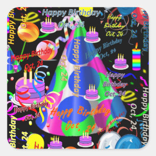 Octobre, 24 Stickers Anniversaires de enfants