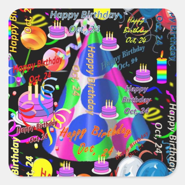 Octobre, 24 Stickers Anniversaires de enfants (Devant)