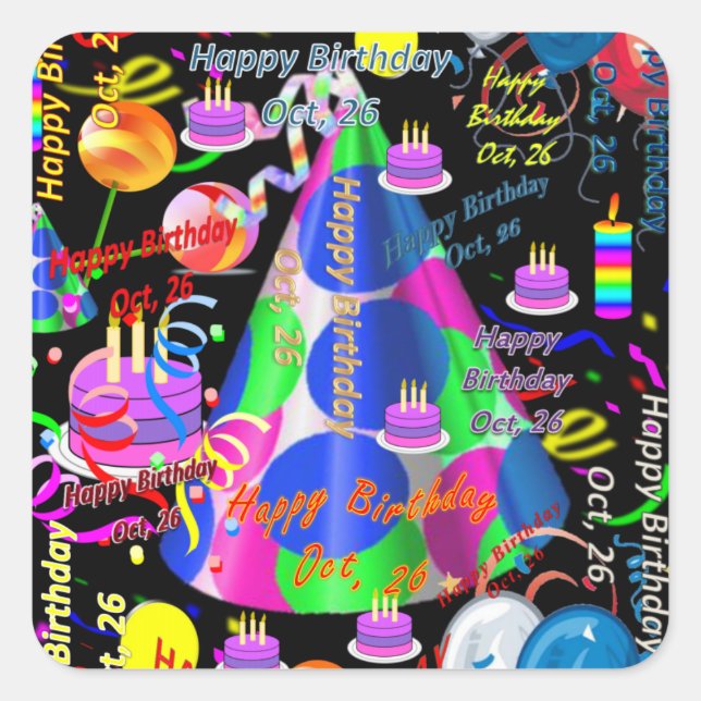 Octobre, 26 Stickers Anniversaires de enfants (Devant)