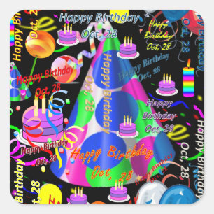Octobre, 28 Stickers Anniversaires de enfants