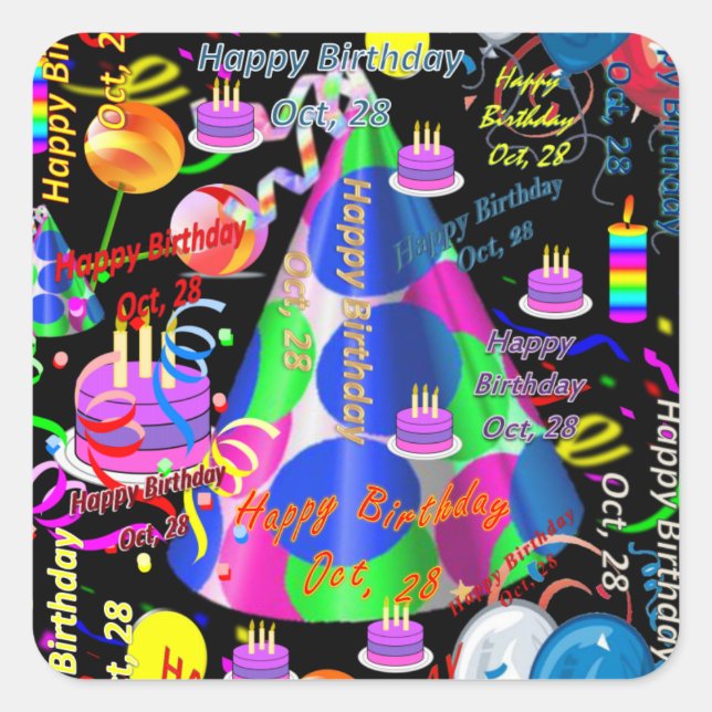 Octobre, 28 Stickers Anniversaires de enfants (Devant)