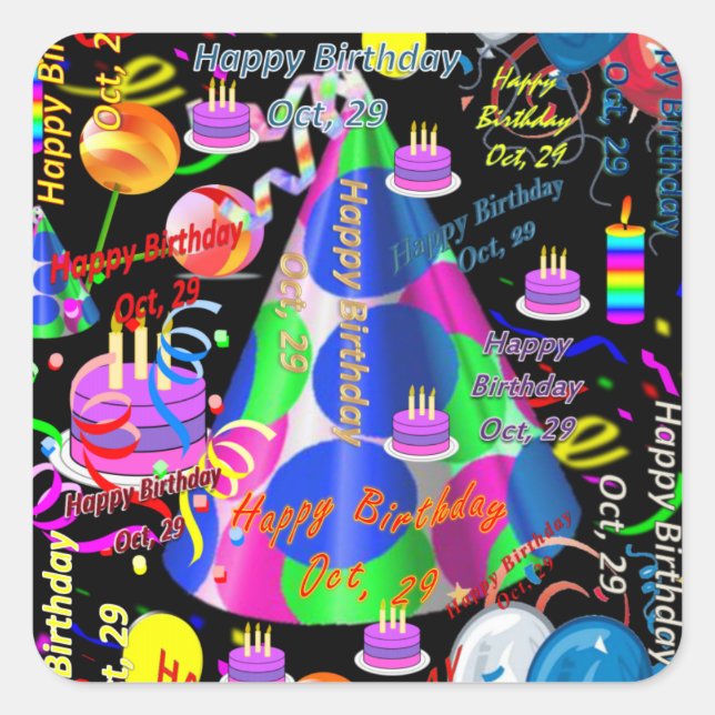 Octobre, 29 Stickers Anniversaires de enfants (Devant)