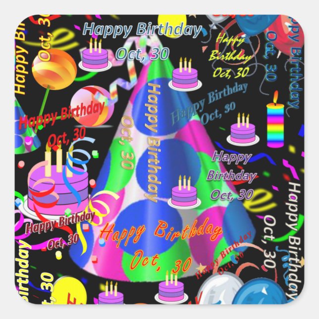 Octobre, 30 Stickers Anniversaires de enfants (Devant)