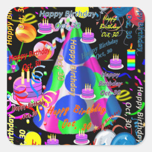 Octobre, 30 Stickers Anniversaires de enfants