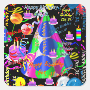 Octobre, 31 Stickers Anniversaires de enfants