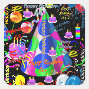 Octobre, 7 Stickers Anniversaires de enfants