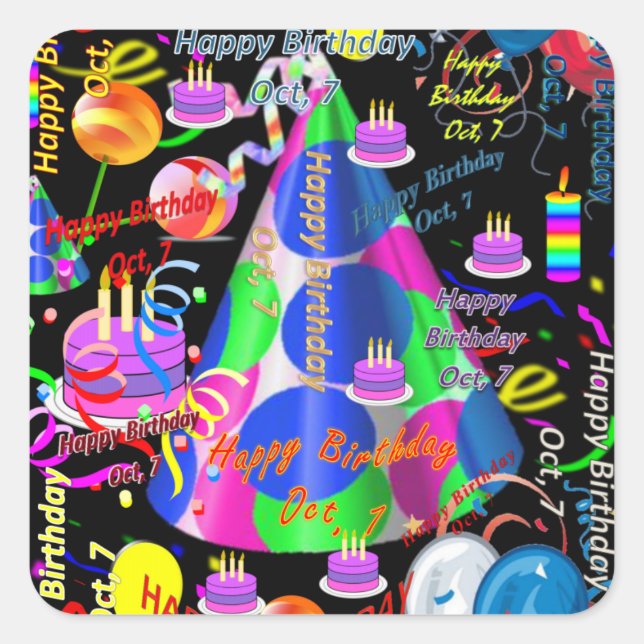 Octobre, 7 Stickers Anniversaires de enfants (Devant)