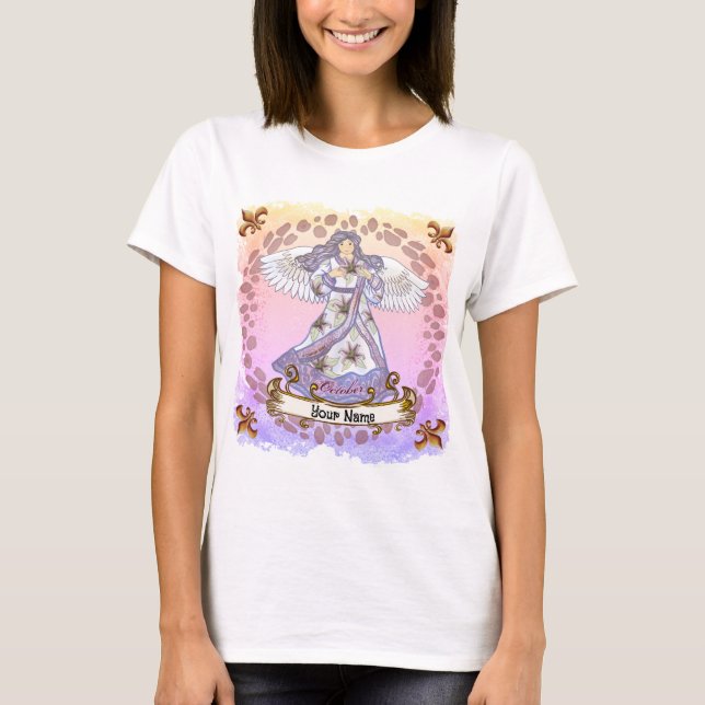 Octobre Anniversaire Angel t-shirts personnalisés (Devant)