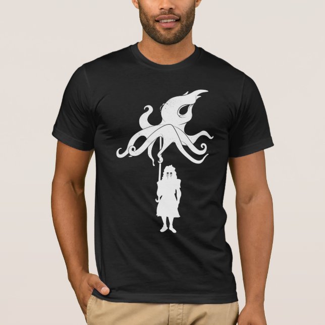 OCTOBRELLA: WEISS auf Schwarz-Reihe T-Shirt (Vorderseite)