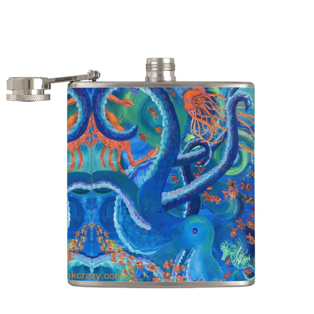 Octopacifica Vinyl Wrapped Flask Flachmann (Geöffnet)