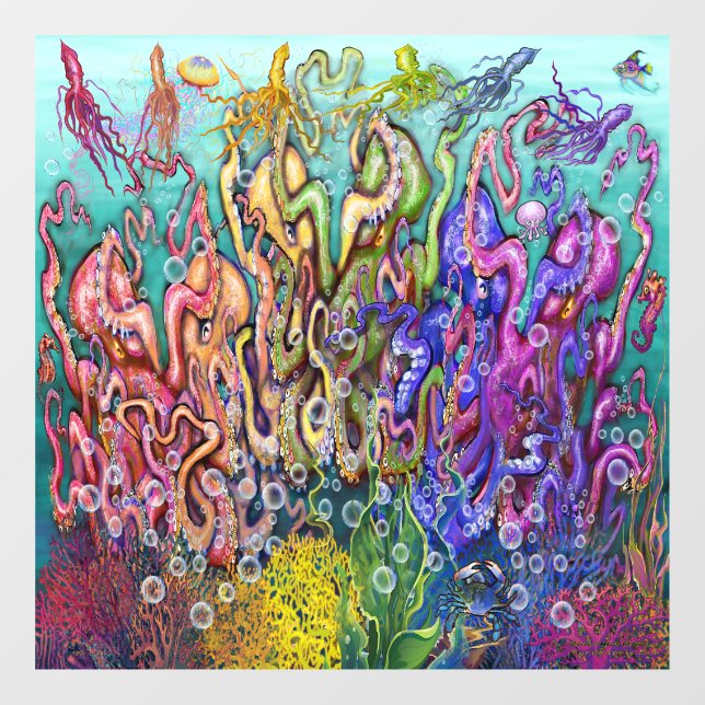 Octopi Fensteraufkleber (Blatt)