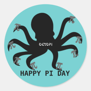 Octopi Pi Day Runder Aufkleber