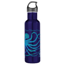 Octopus 2 Blu/Grn auf blau - 24 oz. Trinkflasche