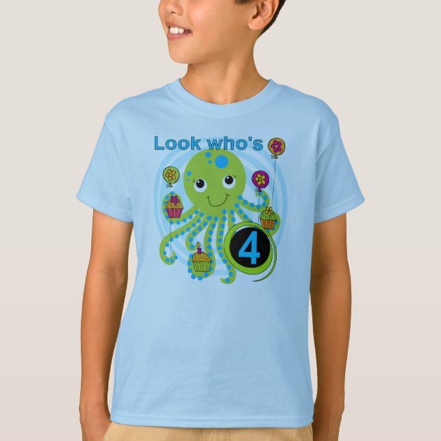 Octopus 4e anniversaire T-shirts et cadeaux (Devant)