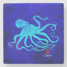 Octopus 6 auf blauem Marmor - Untersetzer