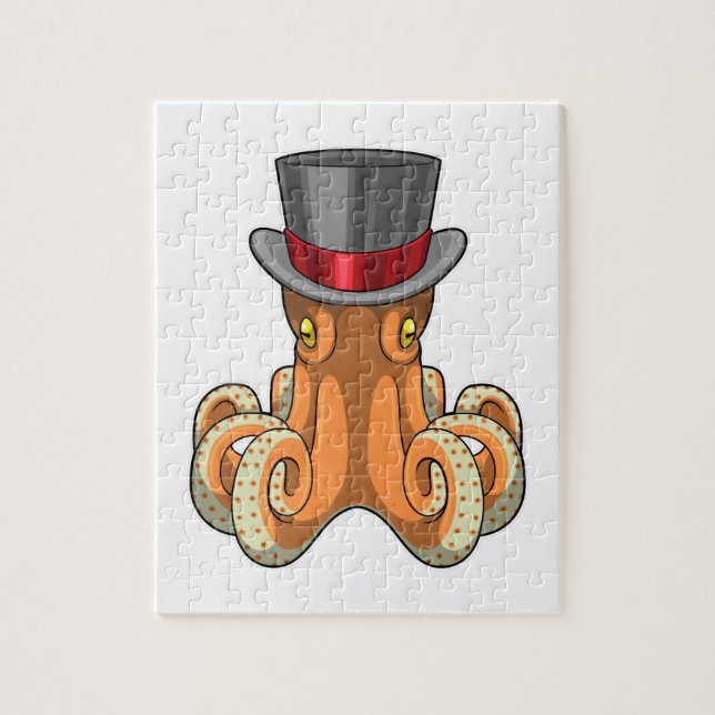 Octopus als Gentleman mit Top-Hut (Vertikal)
