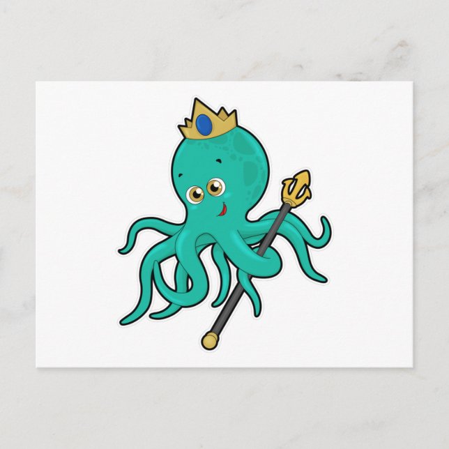 Octopus als König mit Dreifach Postkarte (Vorderseite)