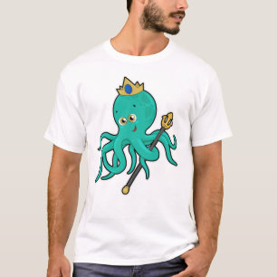 Octopus als König mit Dreifach T-Shirt