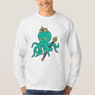 Octopus als König mit Dreifach T-Shirt
