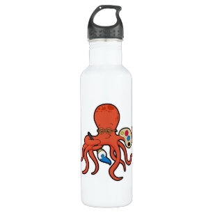 Octopus als Maler mit Pinsel und Pinsel Edelstahlflasche