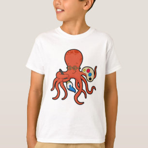 Octopus als Maler mit Pinsel und Pinsel T-Shirt