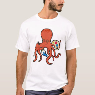 Octopus als Maler mit Pinsel und Pinsel T-Shirt