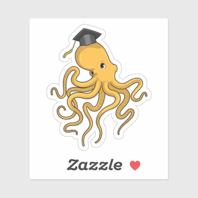 Octopus als Student mit Diplom Aufkleber (Blatt)
