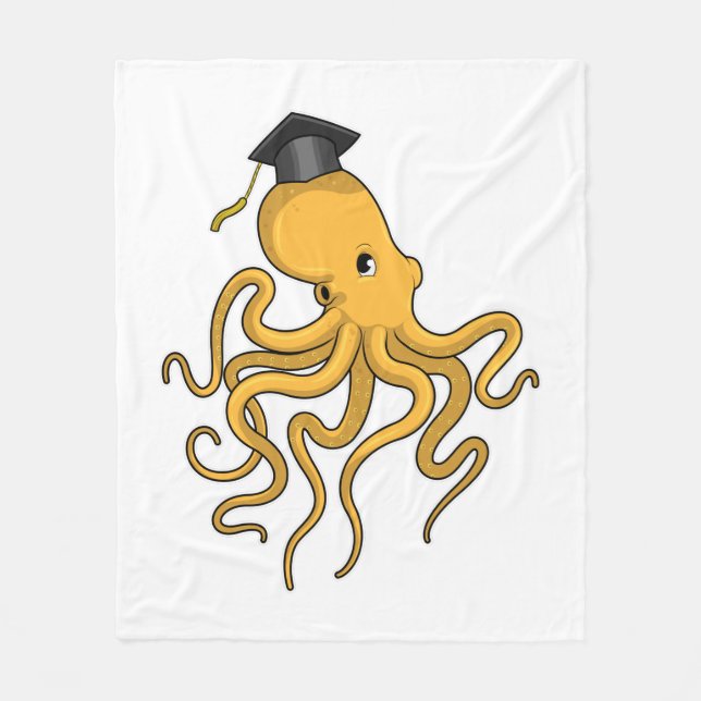 Octopus als Student mit Diplom Fleecedecke (Vorderseite)