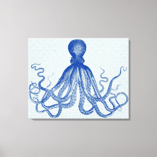 Octopus Anchors Lord Bodner Blue Vintag Triptychon Leinwanddruck