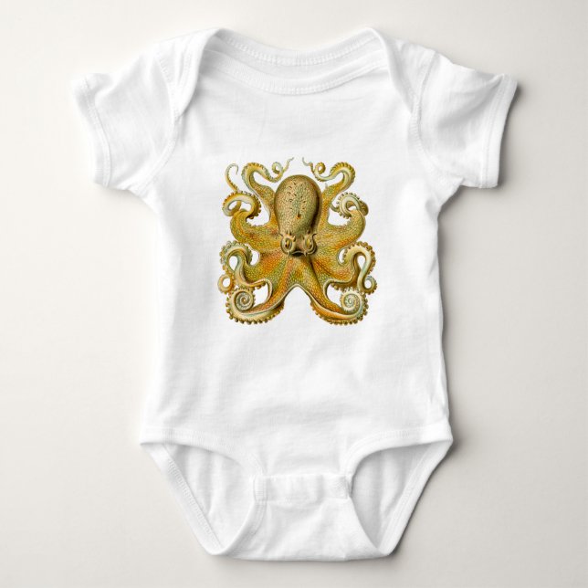 Octopus antike Illustration Seeungeheuer Baby Strampler (Vorderseite)
