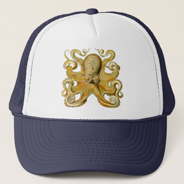 Octopus antike Illustration Seeungeheuer Truckerkappe (Vorderseite)