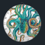 Octopus Aquamarin Wasserfarbe Tentakeln Wasserfarb Dartscheibe<br><div class="desc">Oktopuskunst</div>