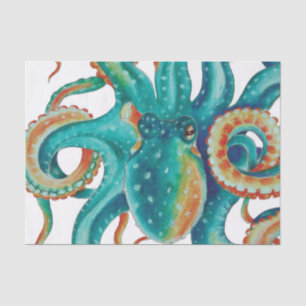Octopus Aquamarine Wasserfarbe Tentakeln Wasserfar Seidenpapier
