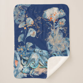 Octopus Aquarell Seefahrt Orangengold Sherpadecke