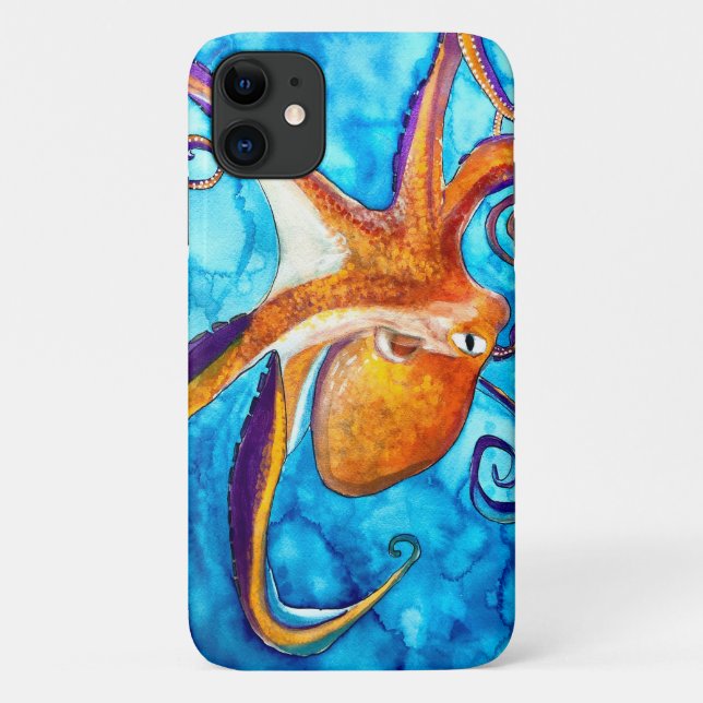 Octopus Aquarell unter Meereskunst Case-Mate iPhone Hülle (Rückseite)