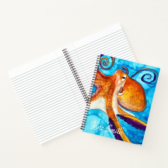 Octopus Aquarell unter Meereskunst Notizbuch (Innenseite)