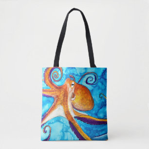 Octopus Aquarell unter Meereskunst Tasche